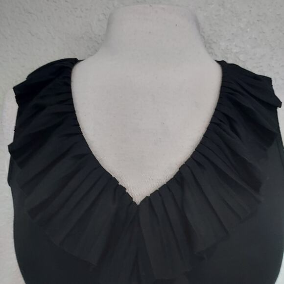 🔴3/$20 Talbots Black Blouse with Ruffle Trim Size P - Picture 3 of 9